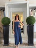 Abito Lungo in Denim Leggero con Spalline Sottili