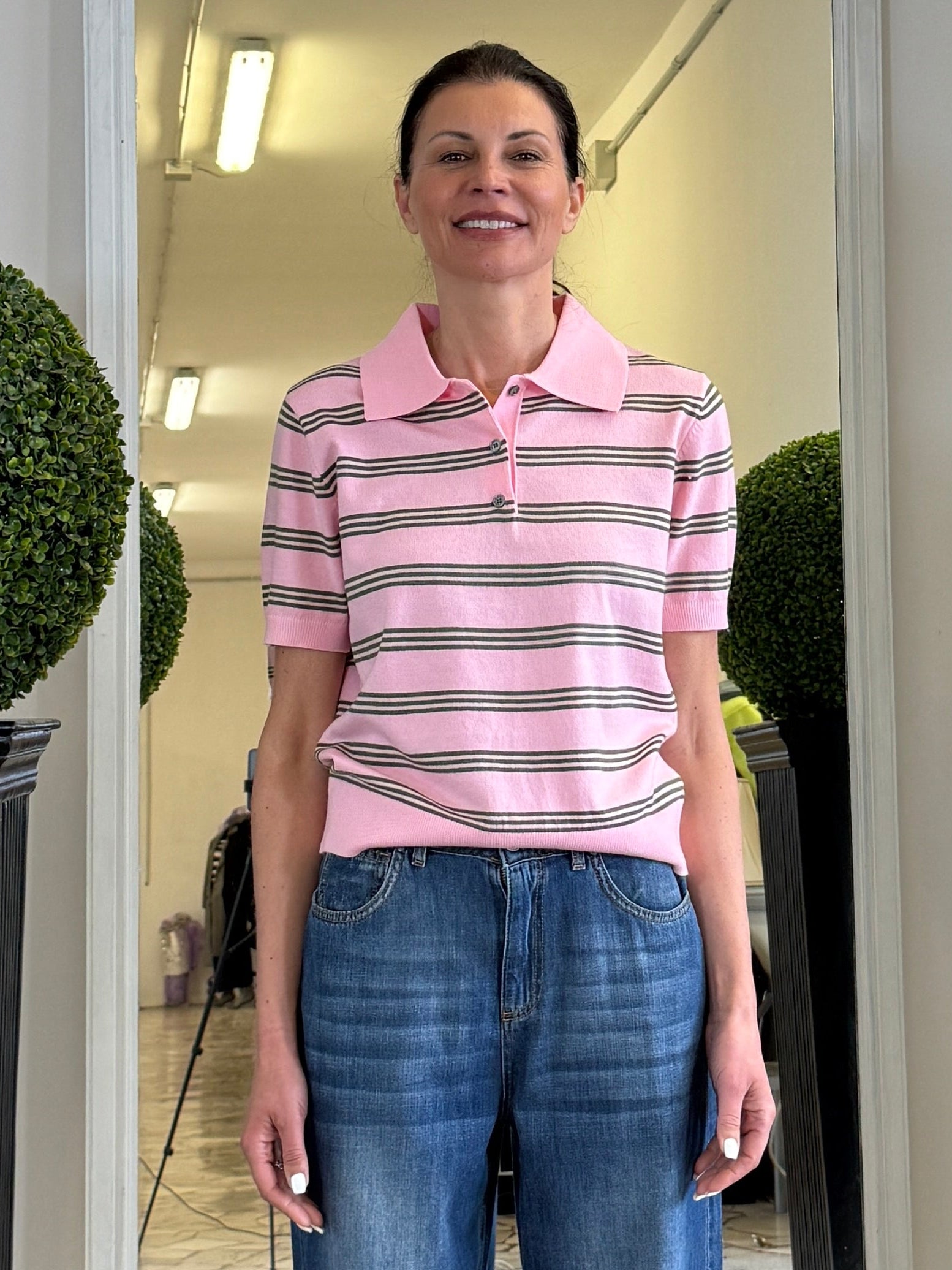 Polo con Manica Corta a Righe