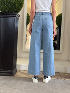 Jeans a Vita Alta con Nervatura Centrale