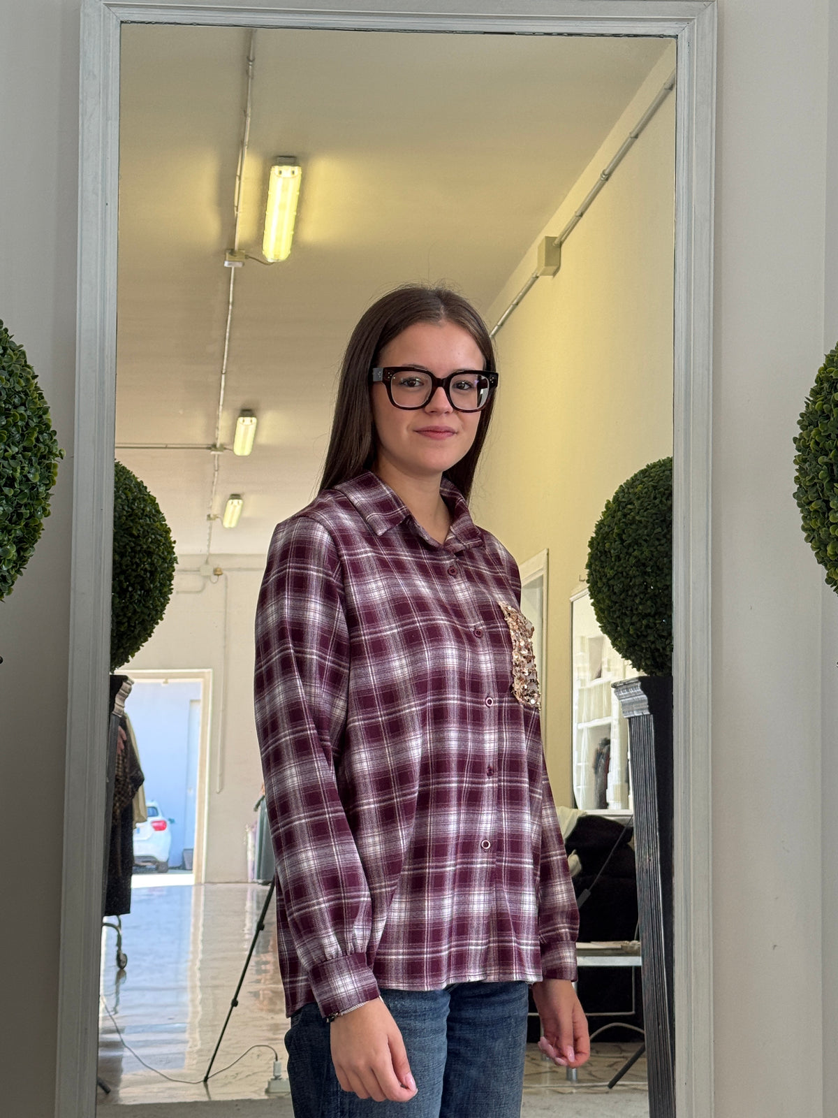 Camicia Check con Taschino in Paillettes LiLu