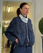 Tensione In Giubbino Denim con Pizzo a Triangolo