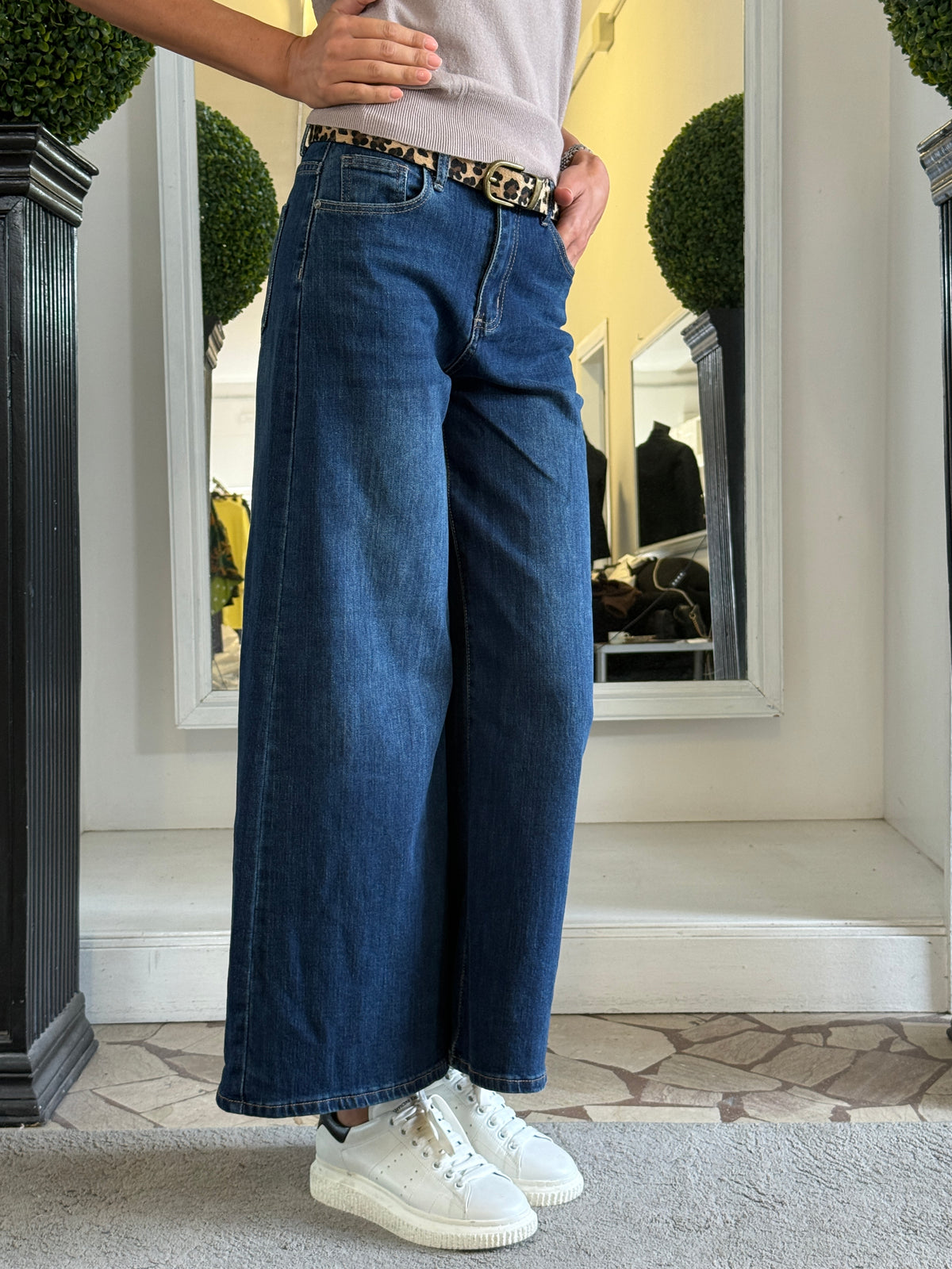 Jeans Wideleg con Cintura in Cavallino 775