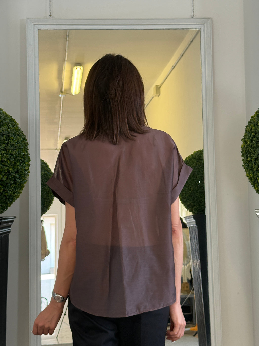 Camicia Maniche Corte con Risvolto e Pailettes
