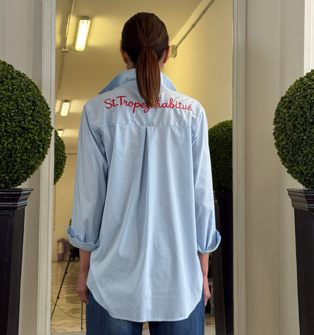 Camicia in Cotone con Ricamo sul Retro