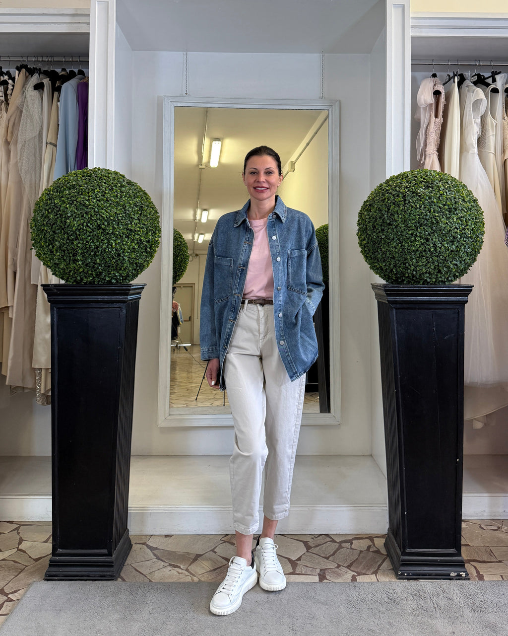 Camicia Over in Denim con Tasche