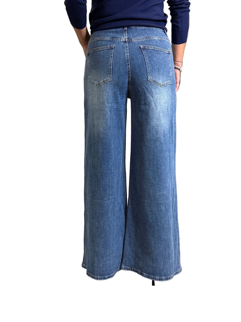 Jeans a Palazzo con Strass