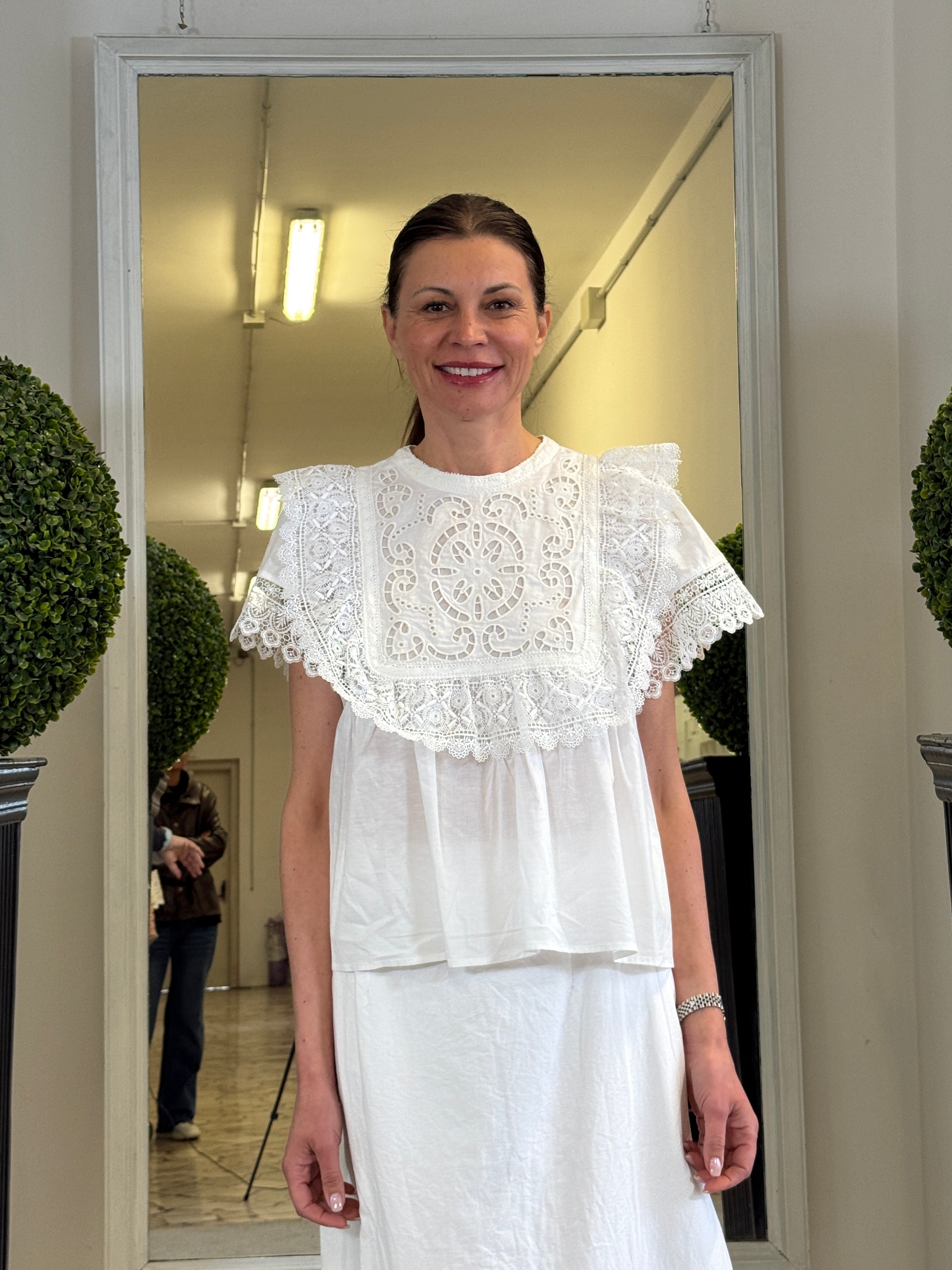 Tensione In Blusa Manica Corta con Pizzo