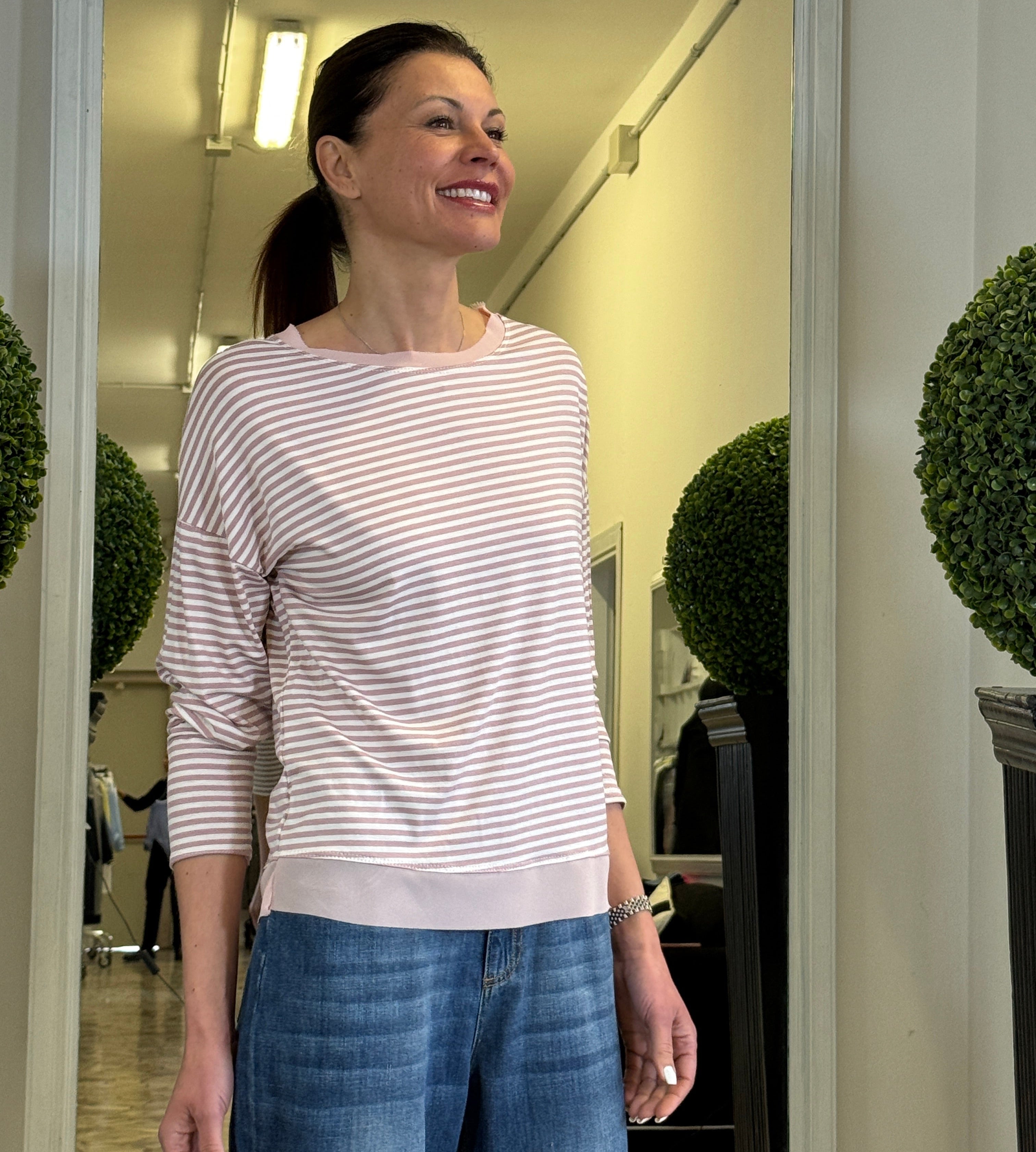 Maglia a Maniche Lunghe con Micro Righe