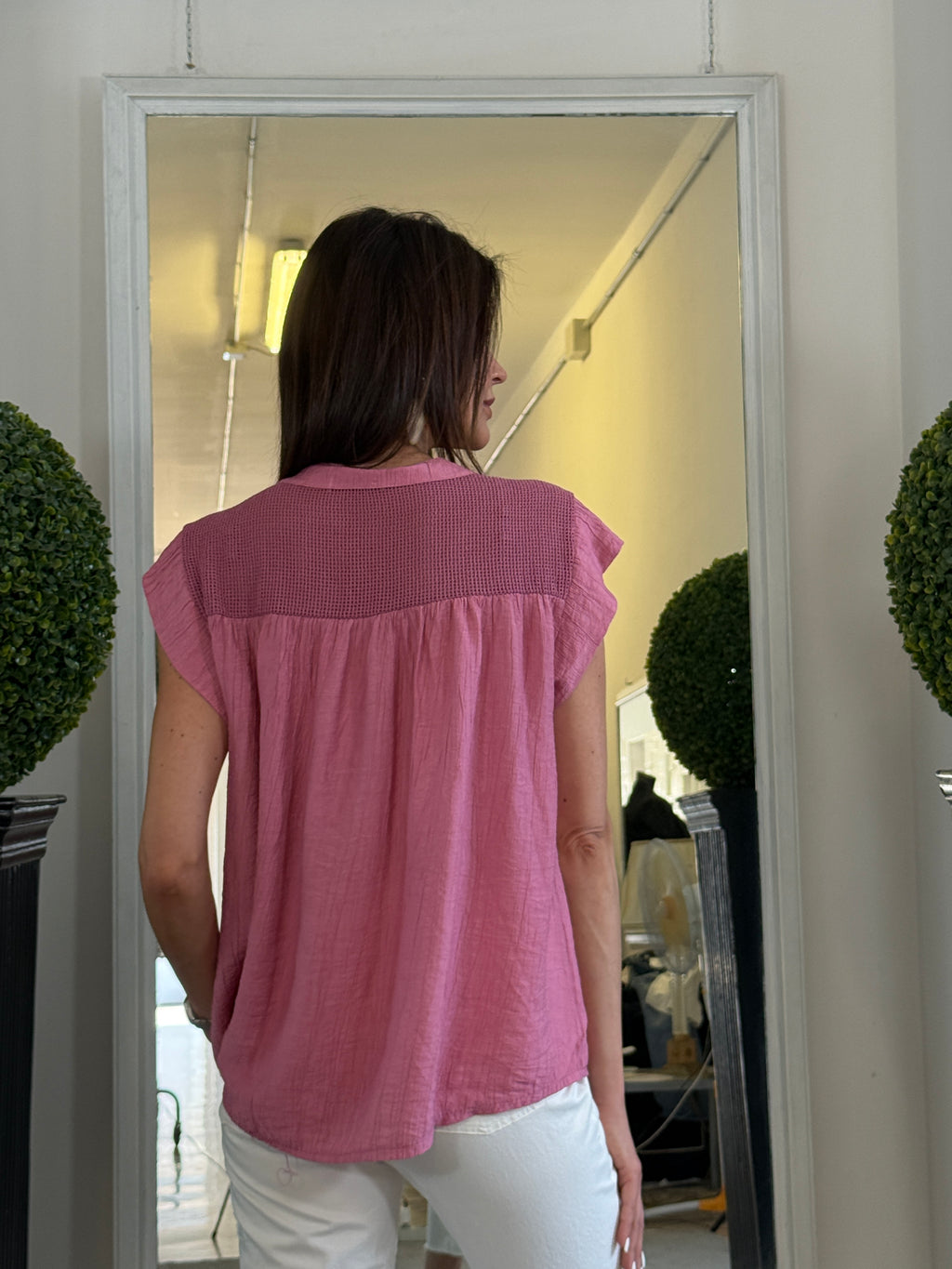 Camicia con Inserto a Rete sul Retro
