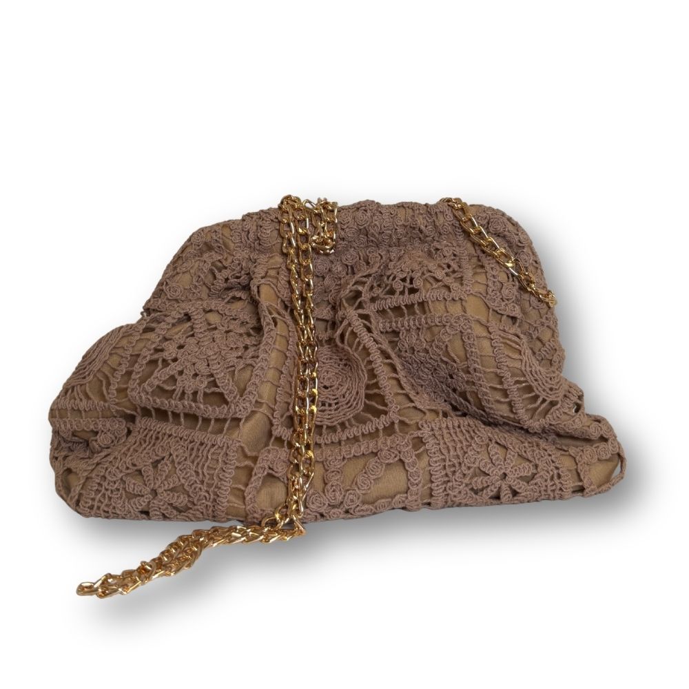 Borsa Pochette in Pizzo Crochet Pasticcino