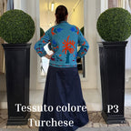 Suzani Indiano Estivo Turchese con Ricami