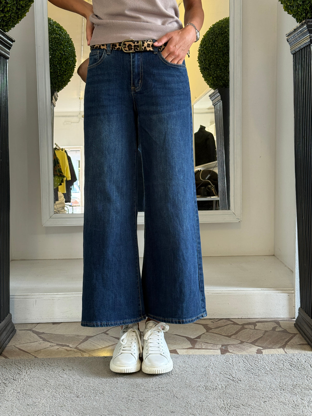Jeans Wideleg con Cintura in Cavallino 775