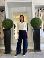 Jeans Wideleg con Ricami Floreali 775