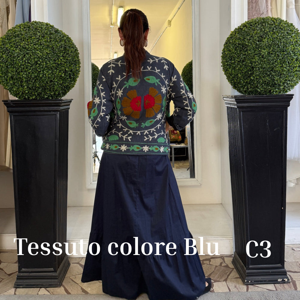 Suzani Indiano Estivo Blu con Ricami