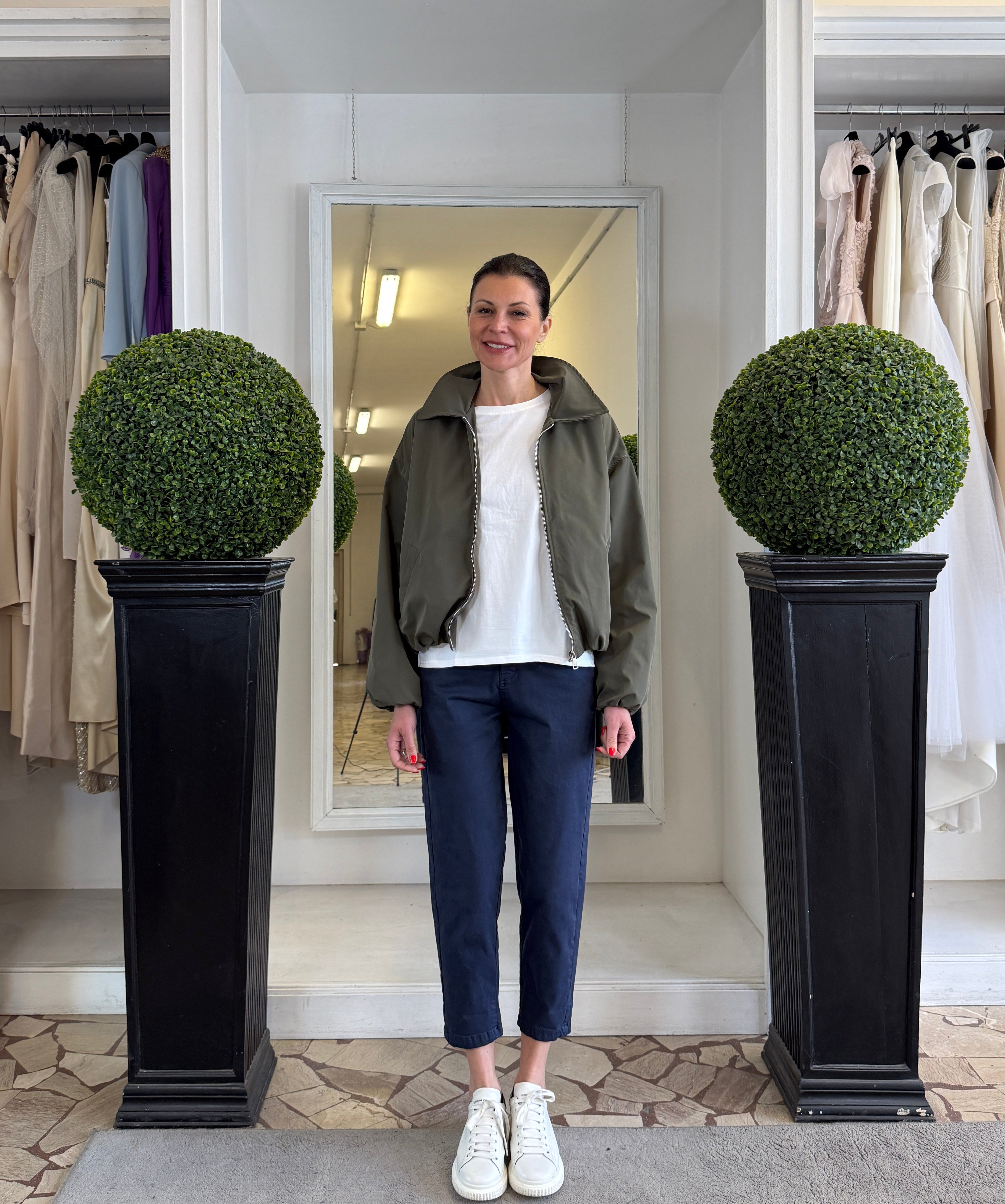 Bomber Over con Tasche all'Americana e Collo a Camicia