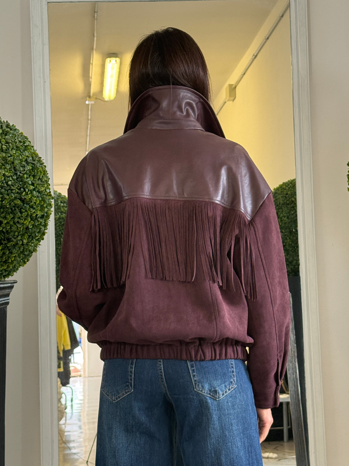 Bomber Ale in Ecopelle con Frange 775