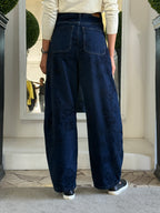 Jeans Wideleg con Ricami Floreali 775