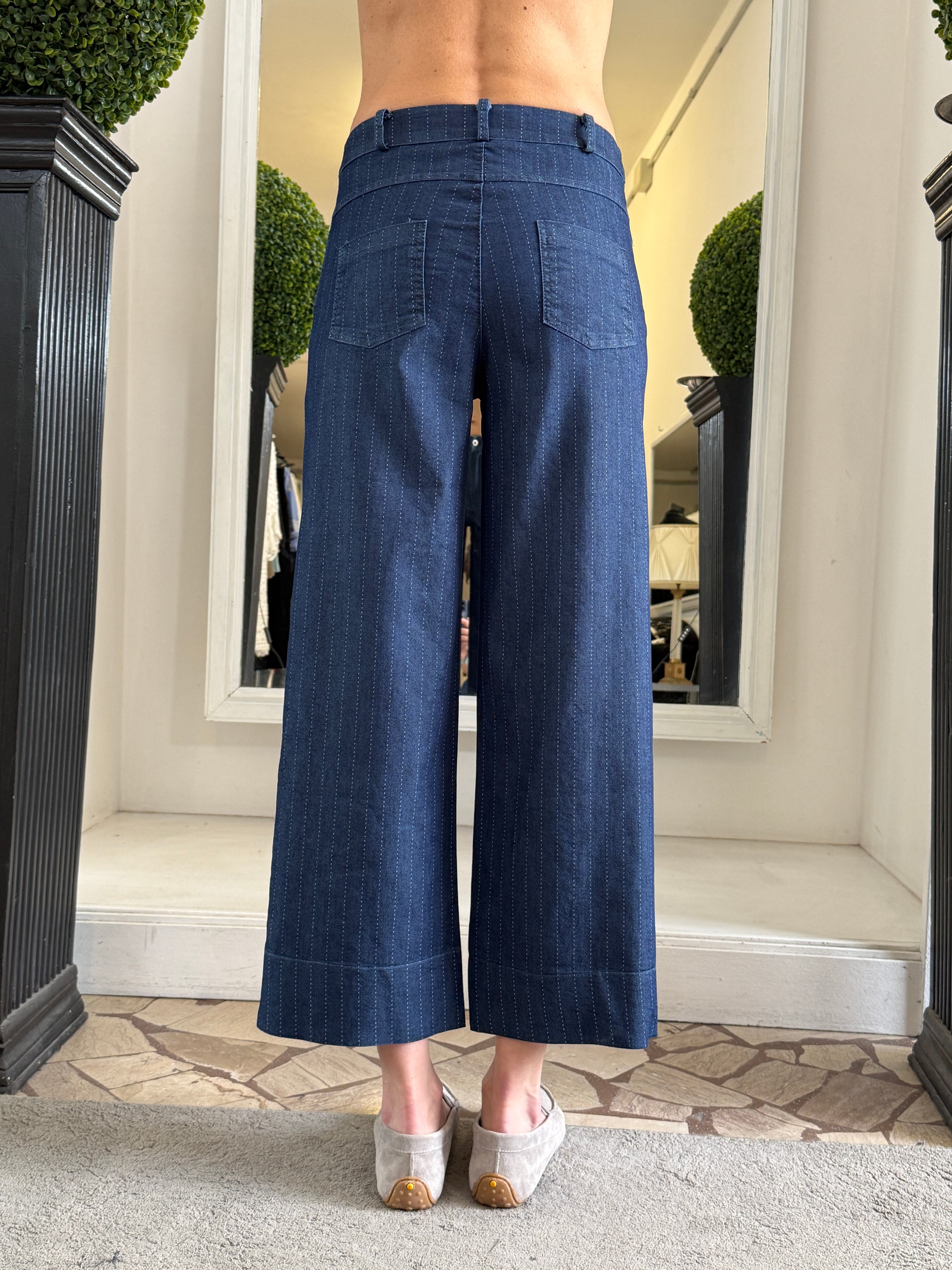 Pantaloni in Jeans Leggero Gessati