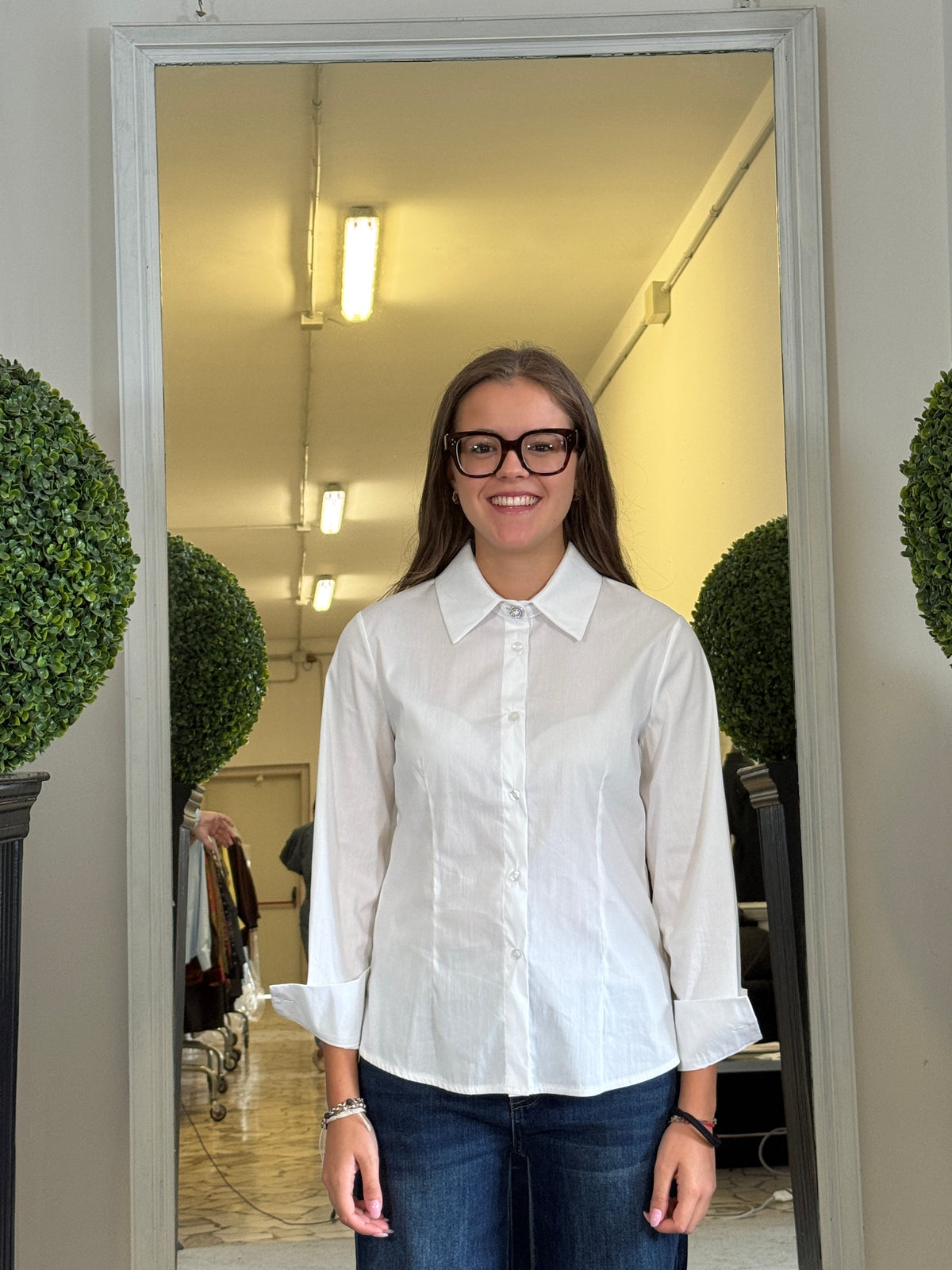 SusyMix Camicia con Bottone Gioiello