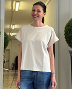 T-shirt Basic con Maniche con Risvolto