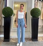 Jeans a Vita Alta con Nervatura Centrale