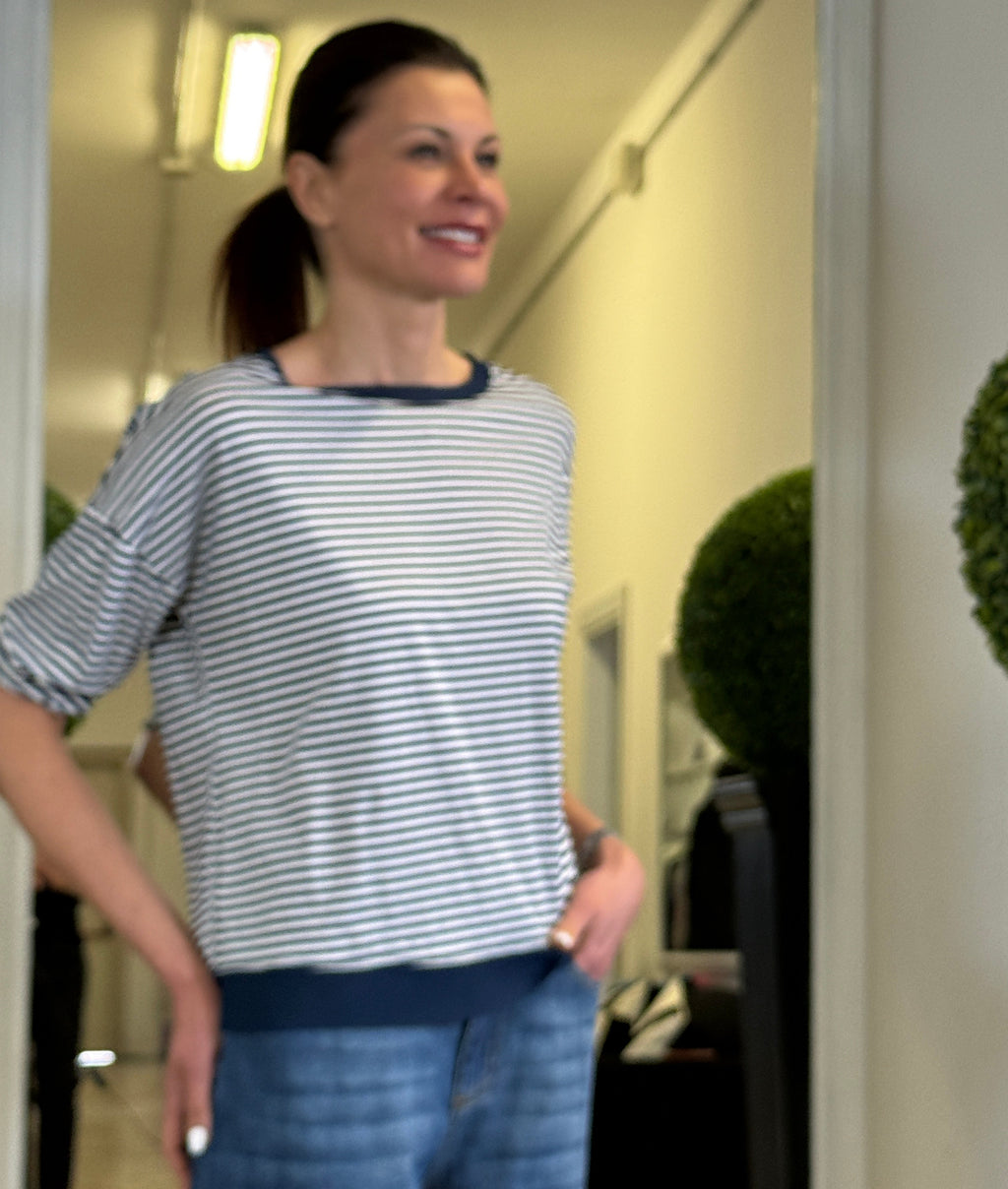 Maglia a Maniche Lunghe con Micro Righe