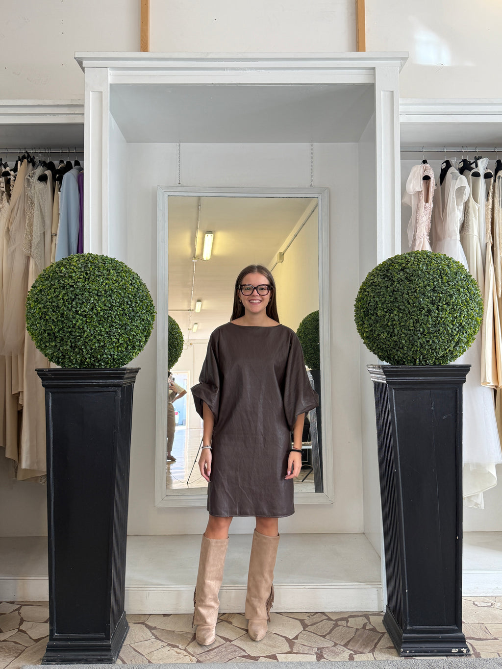 Abito Midi in Eco Pelle Stile Moderno e Minimal 775