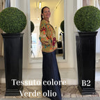 Suzani Indiano Estivo Verde Olio con Ricami