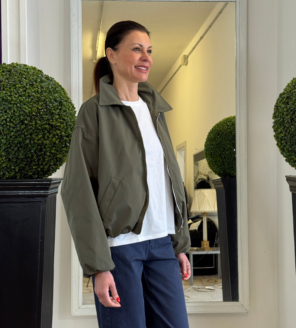 Bomber Over con Tasche all'Americana e Collo a Camicia