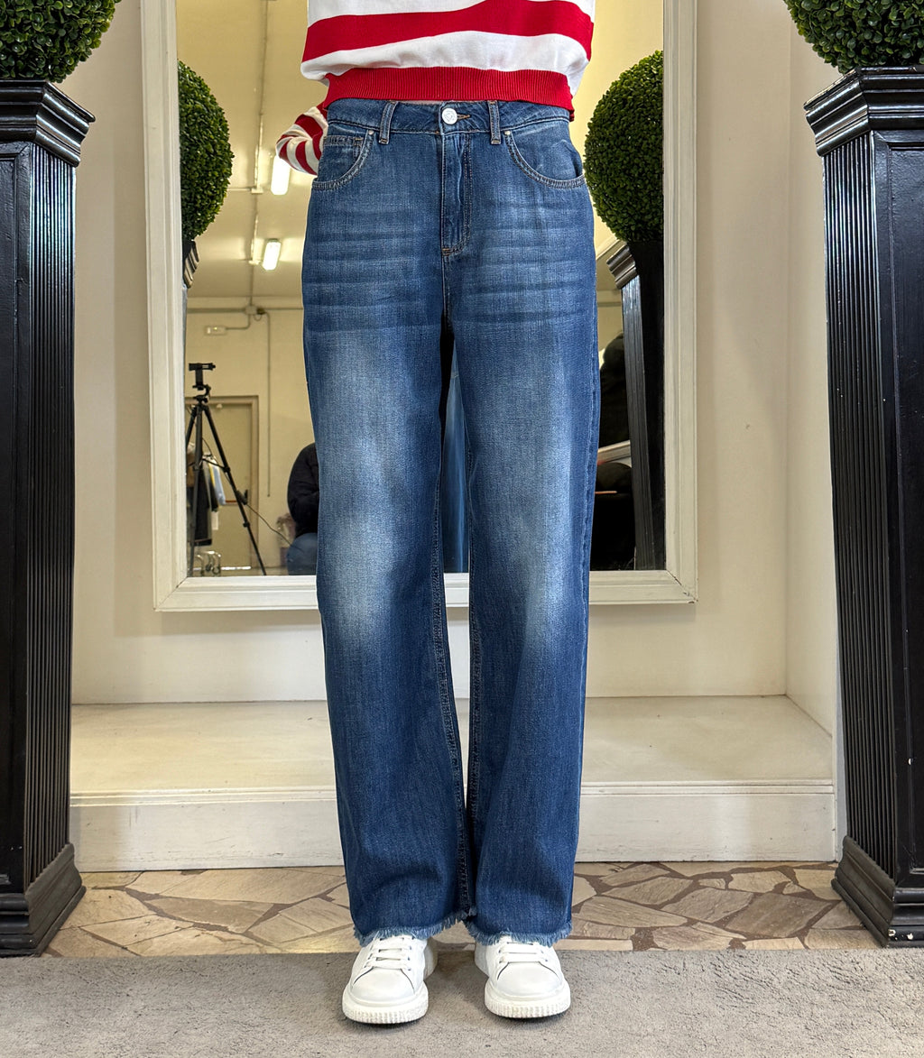 Tensione In Jeans a Palazzo a Taglio Vivo