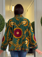 Suzani Artigianale Verde Erba Flower 775