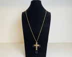 Collana Lunga in Metallo Dorato con Croce