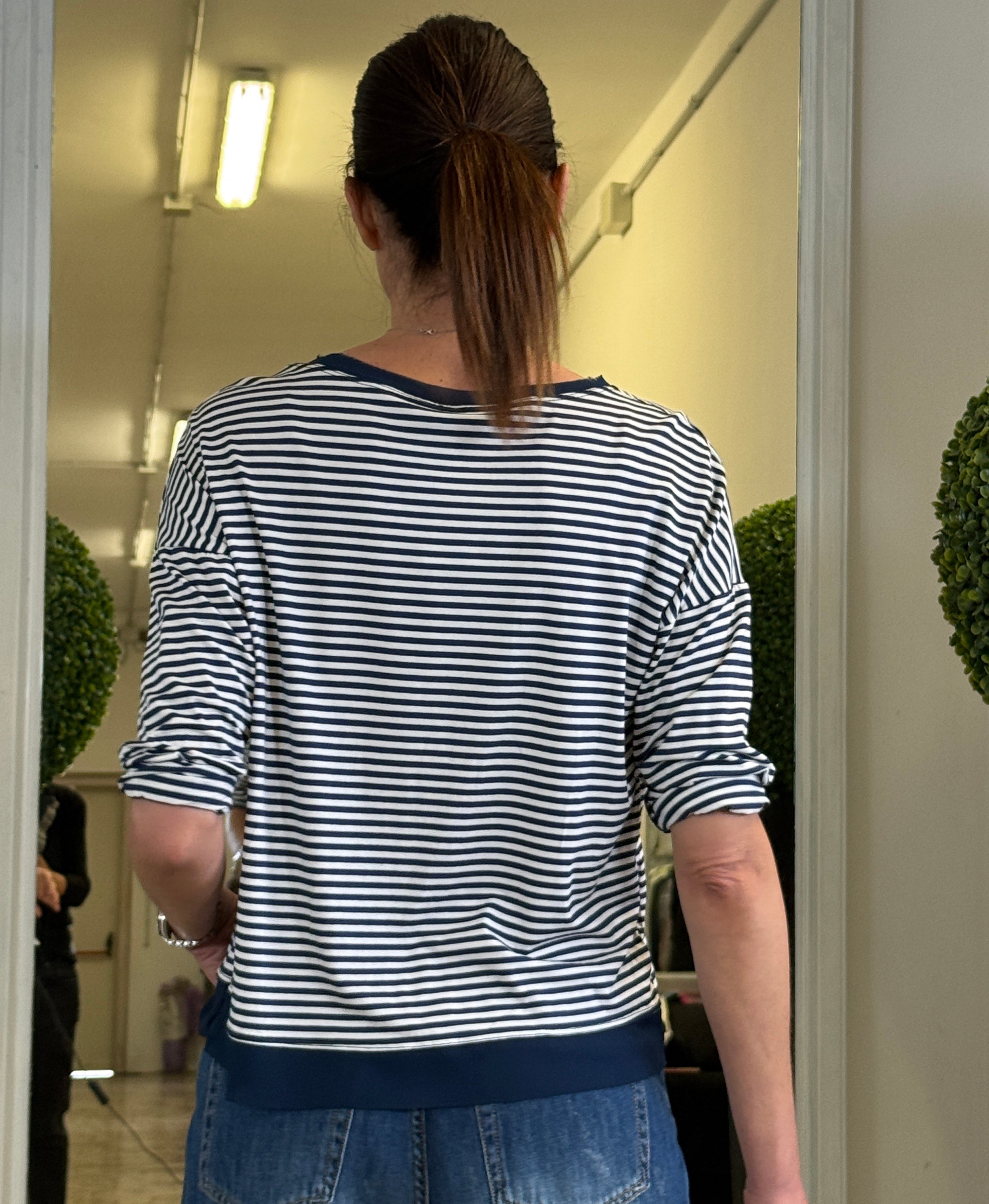 Maglia a Maniche Lunghe con Micro Righe
