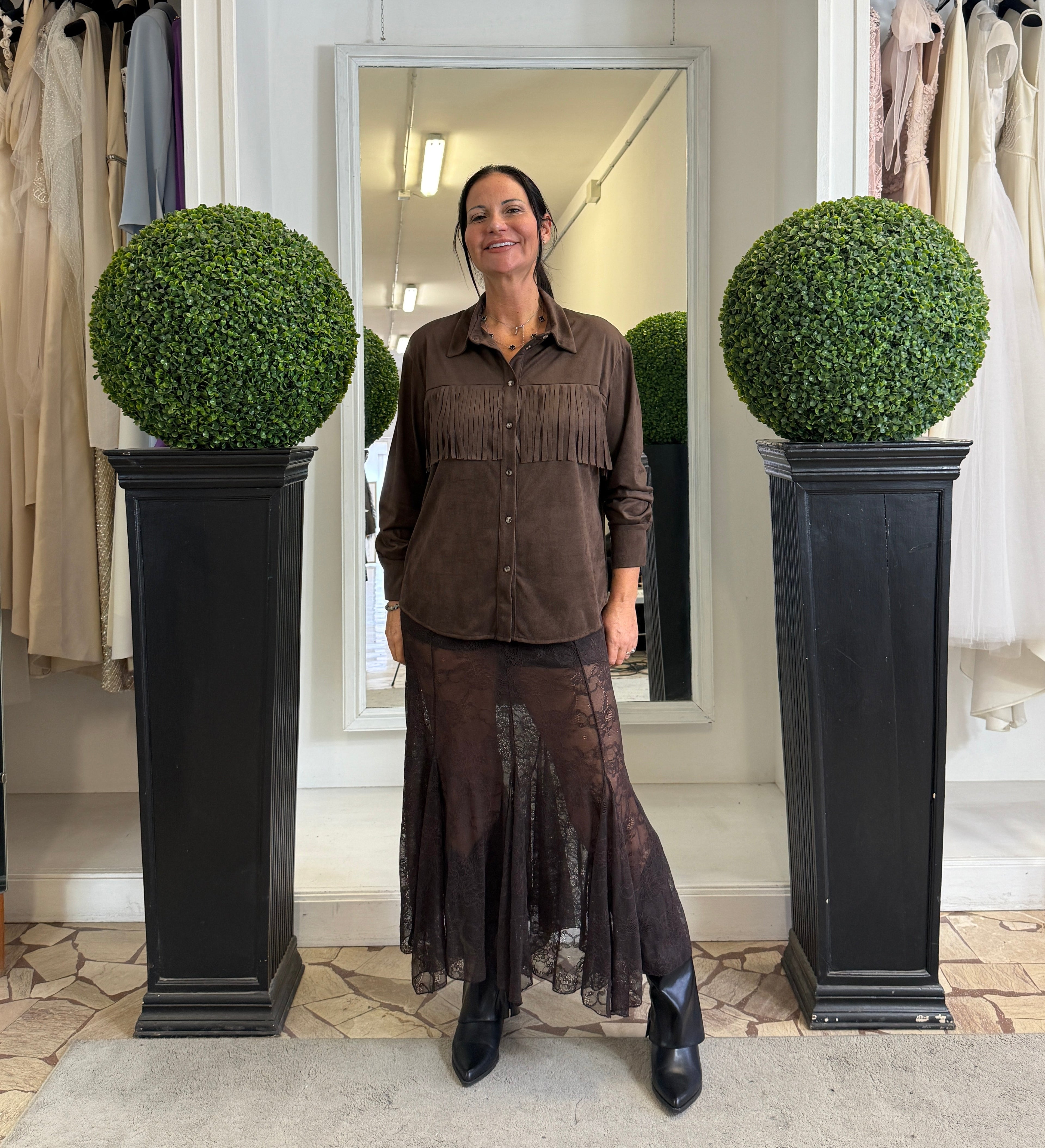 Camicia in Eco Dainetto con Frange