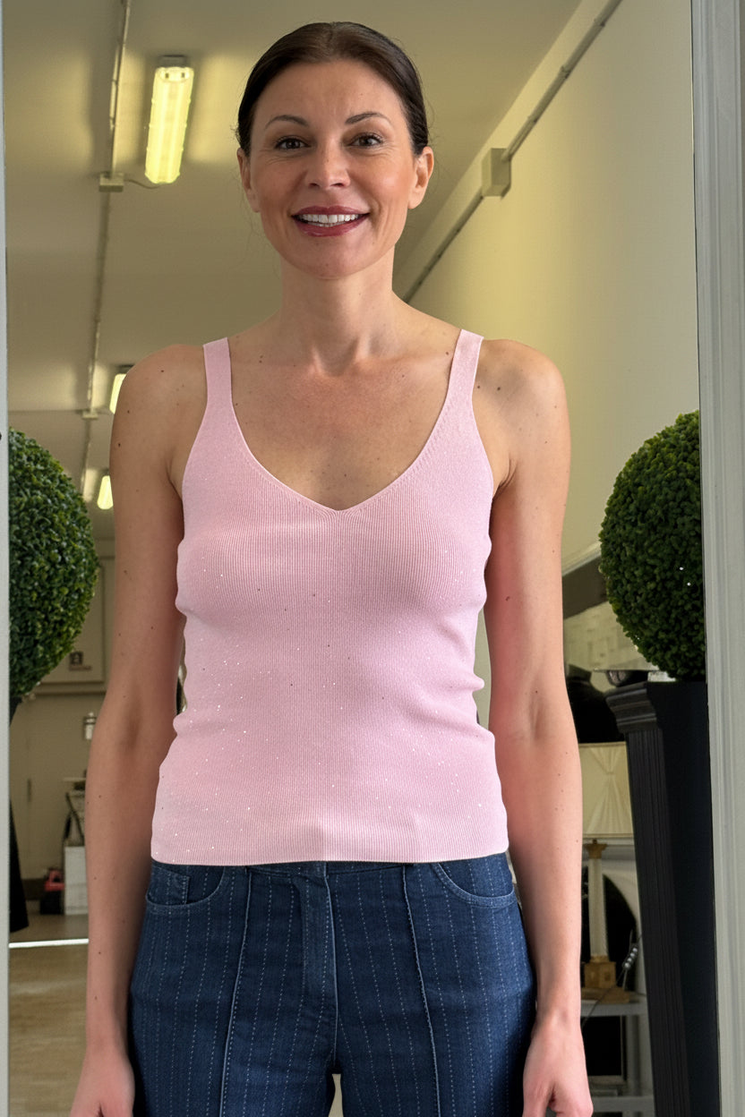 Top Canotta con Scollo a V e Lurex