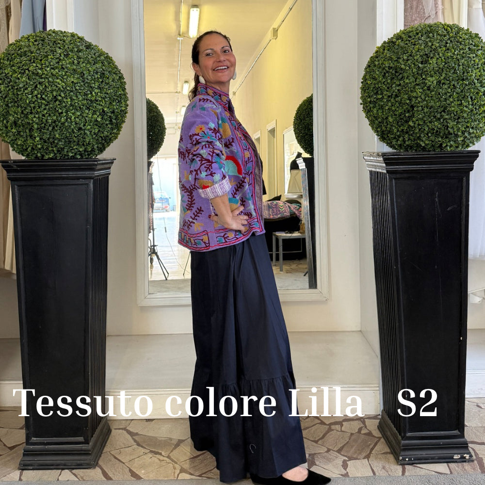 Suzani Indiano Estivo Lilla con Ricami