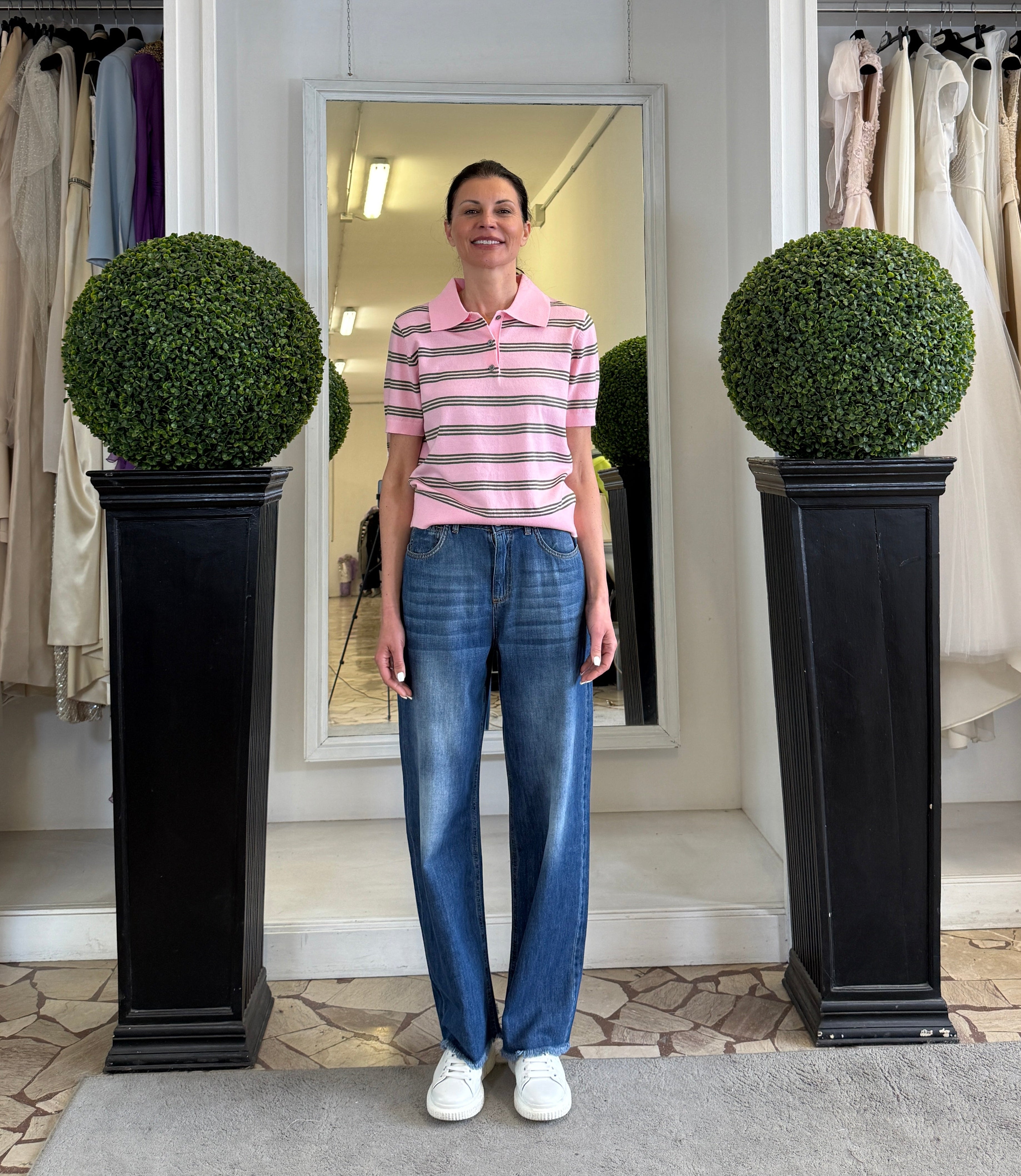 Tensione In Jeans a Palazzo a Taglio Vivo