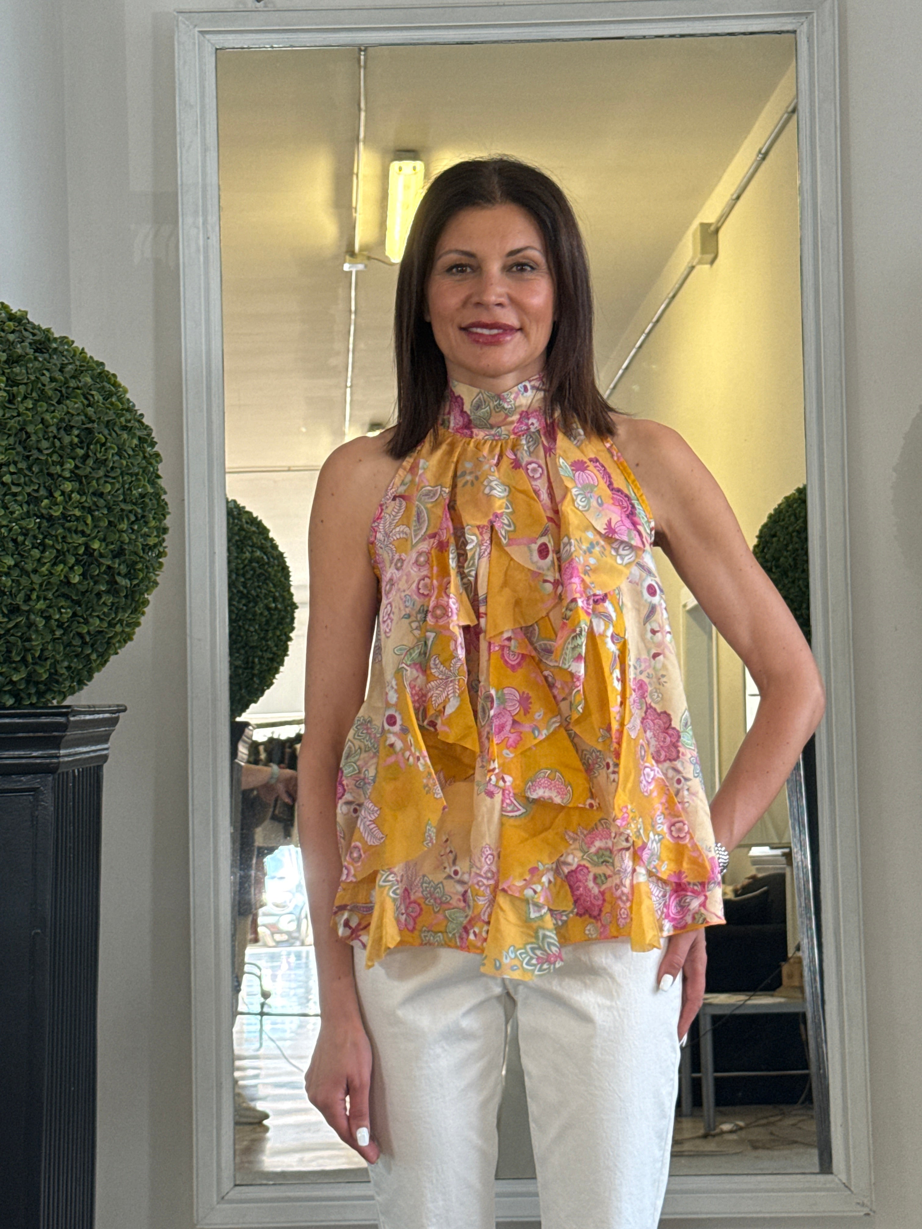 Blusa Americana con Fiocco sul Retro e Volaint Davanti