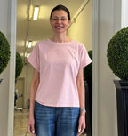 T-shirt Basic con Maniche con Risvolto