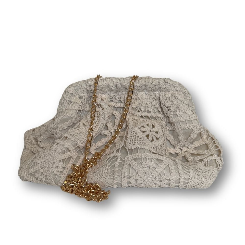 Borsa Pochette in Pizzo Crochet Pasticcino