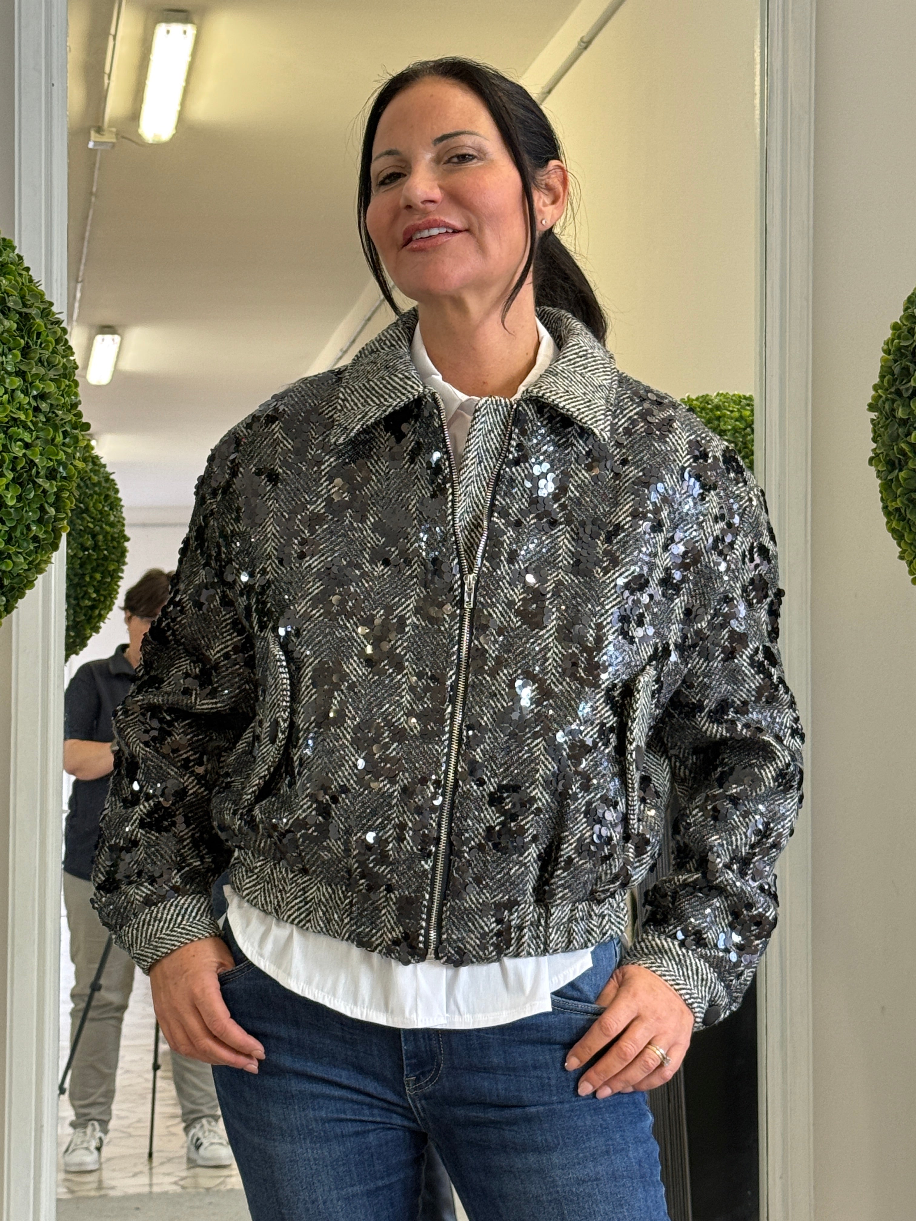 Bomber Spigato con Paillettes