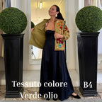 Suzani Indiano Estivo Verde Olio con Ricami