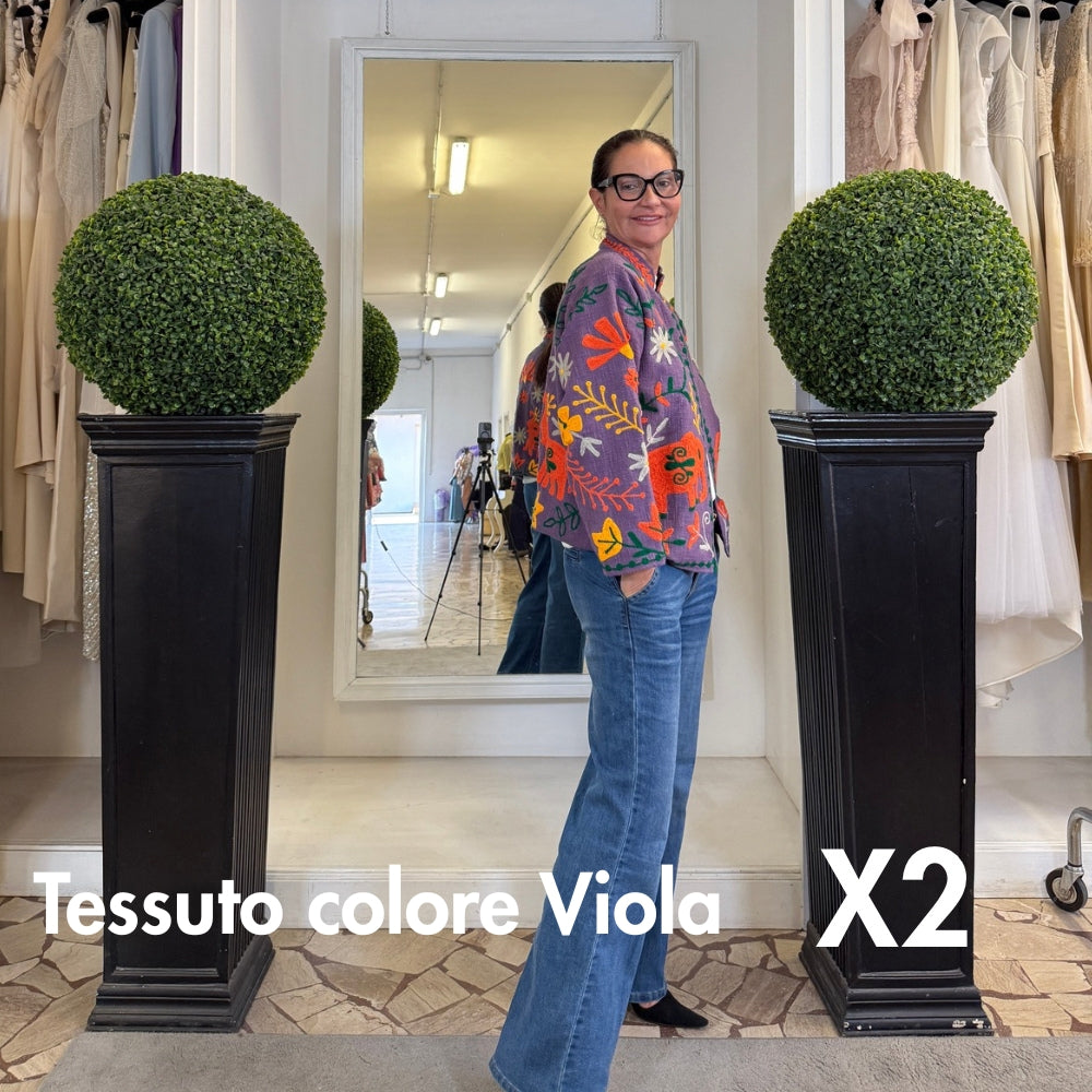 Suzani Indiano Estivo Viola con Ricami