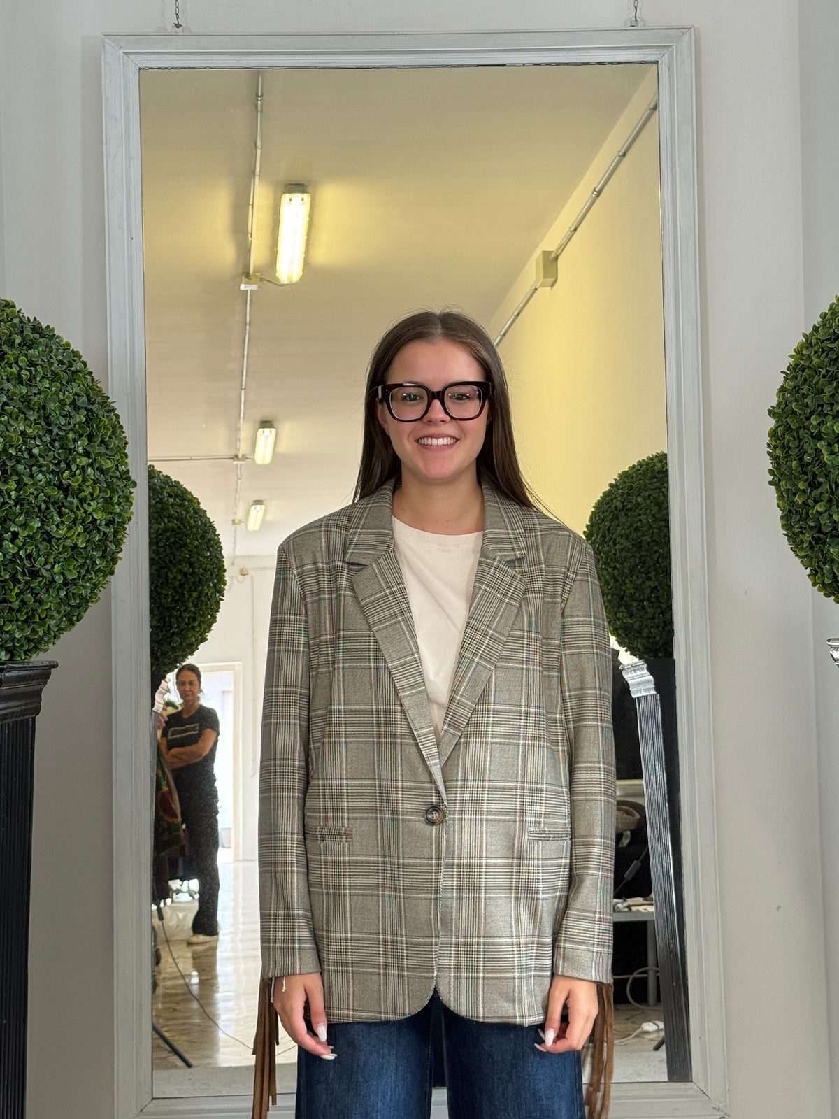 Giacca Blazer Check con Frange 775