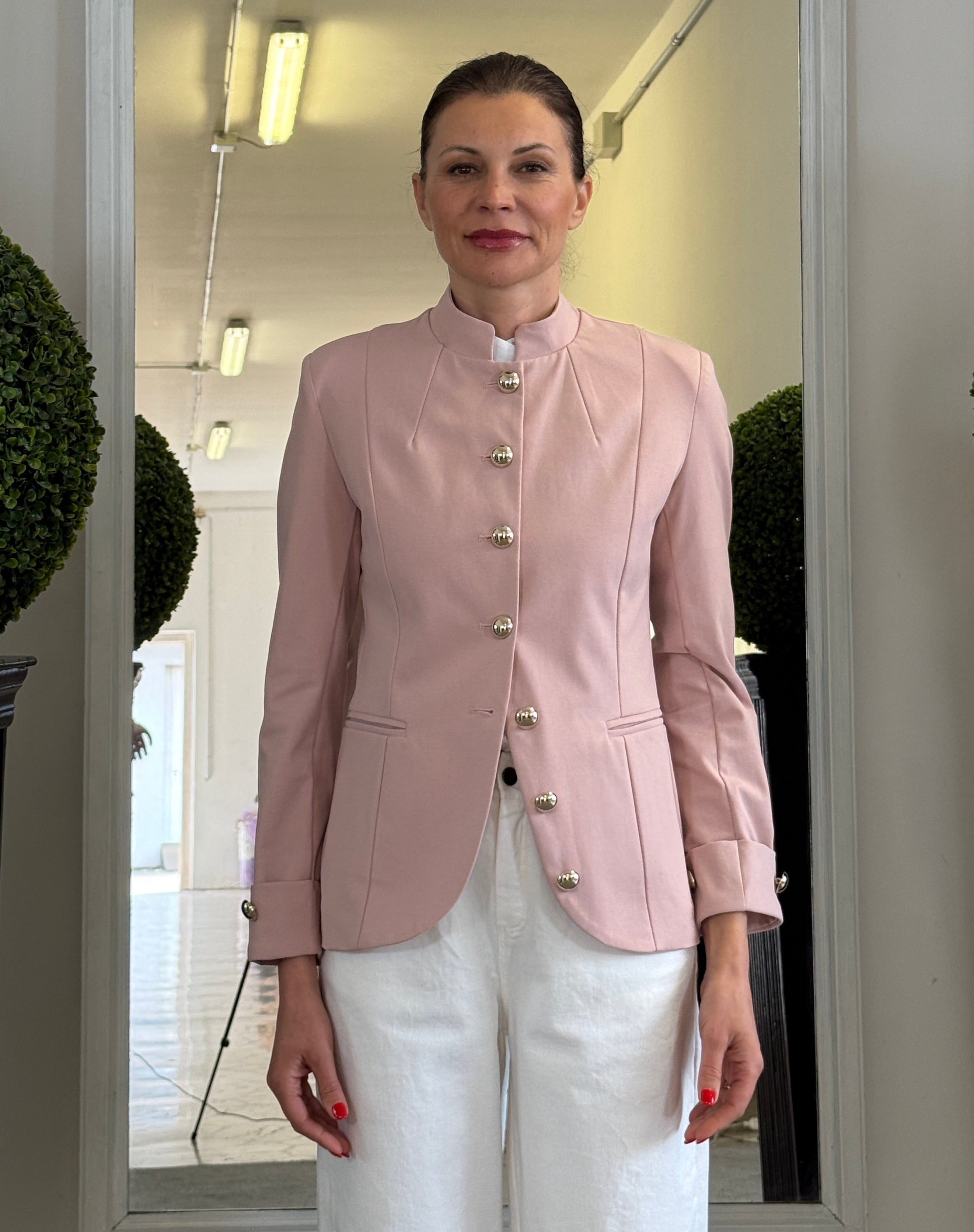 MaryLey Giacca Sfoderata Stile Napoleon con Bottini Decorativi