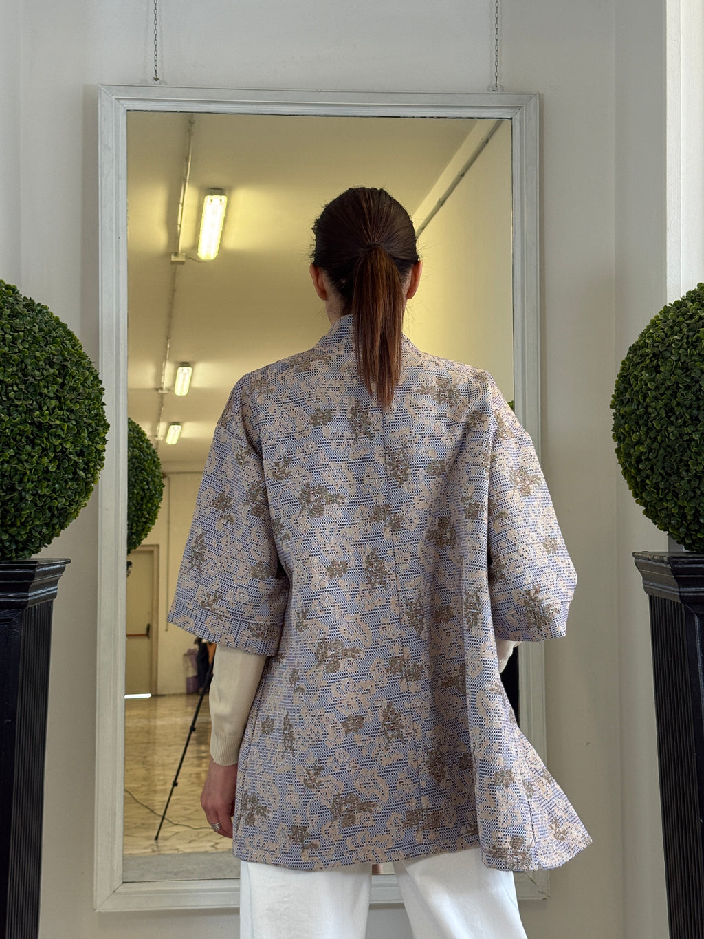Giacca a Kimono con Maniche 3/4 Senza Bottoni