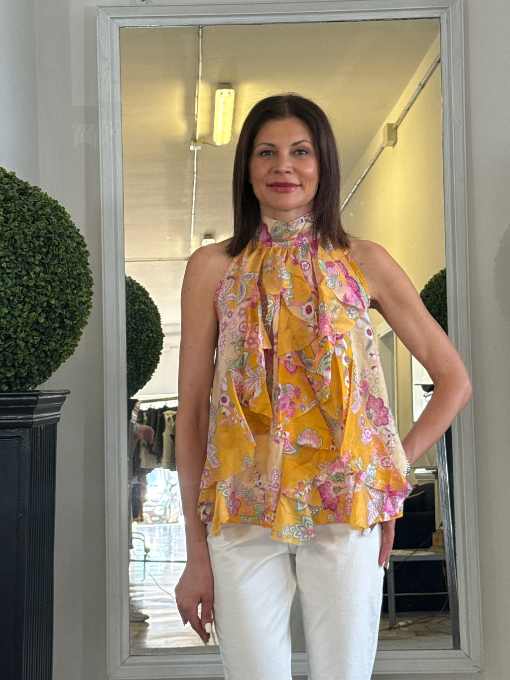 Blusa Americana con Fiocco sul Retro e Volaint Davanti