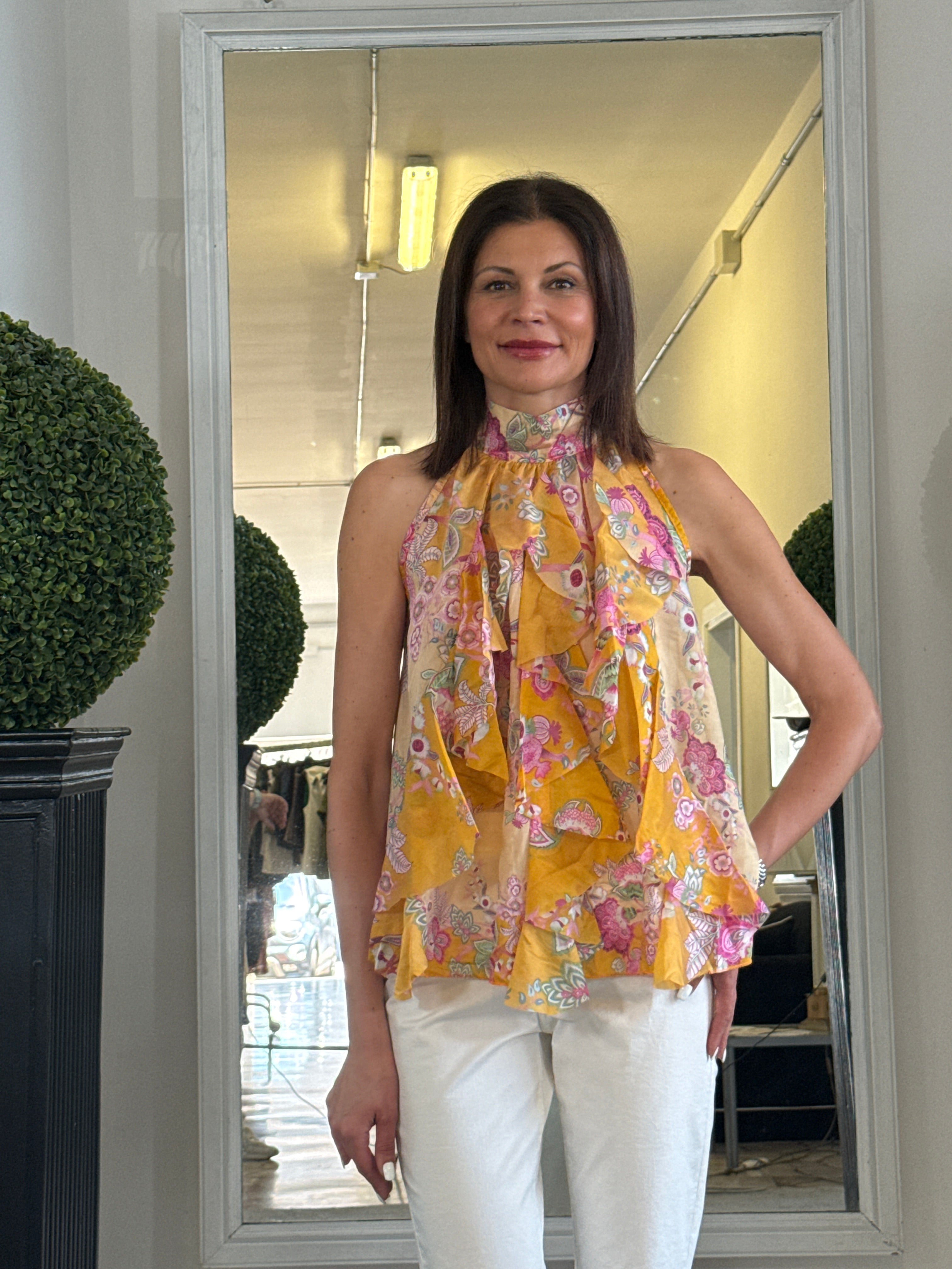 Blusa Americana con Fiocco sul Retro e Volaint Davanti