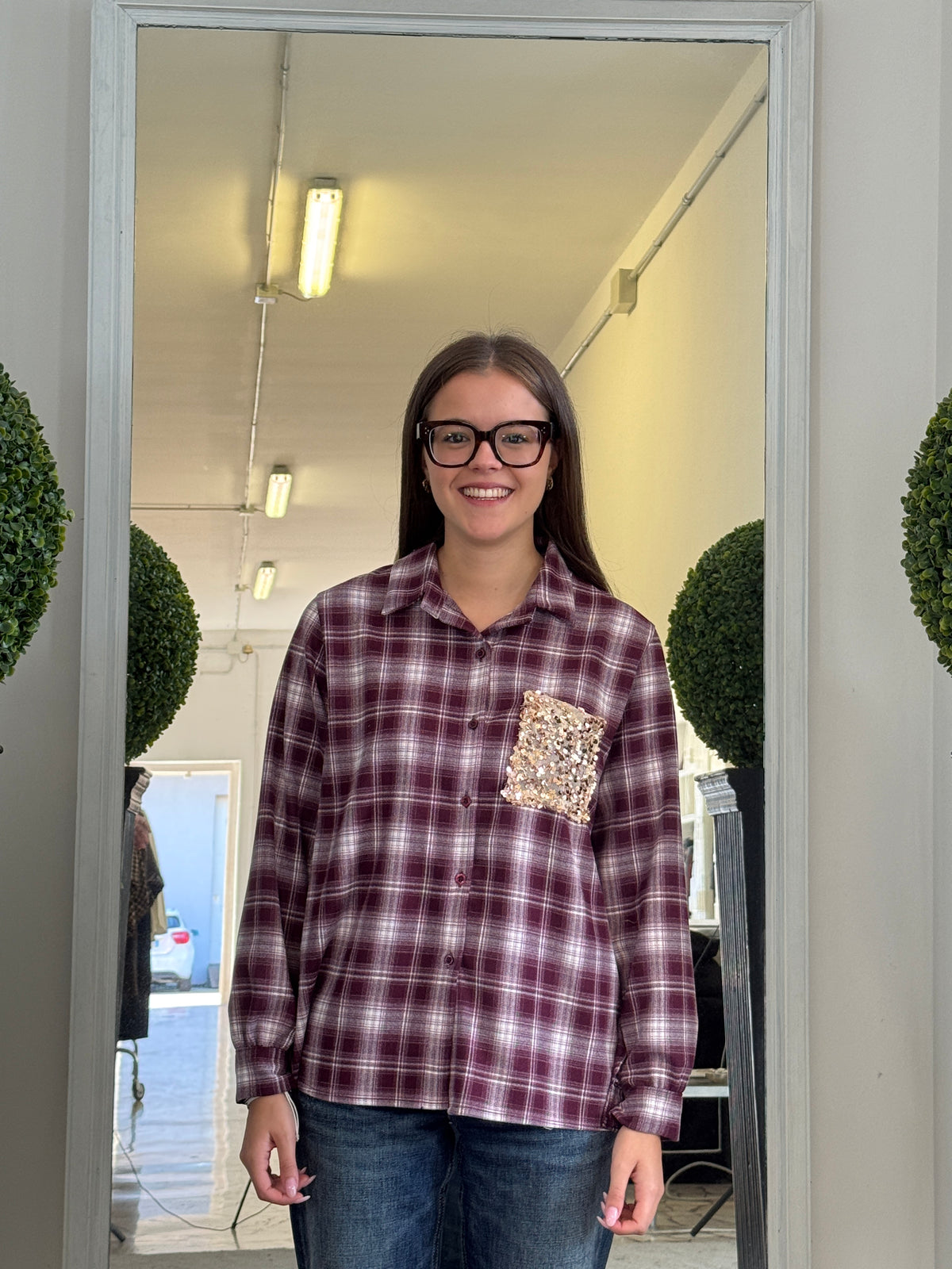 Camicia Check con Taschino in Paillettes LiLu