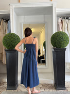 Abito Lungo in Denim Leggero con Spalline Sottili